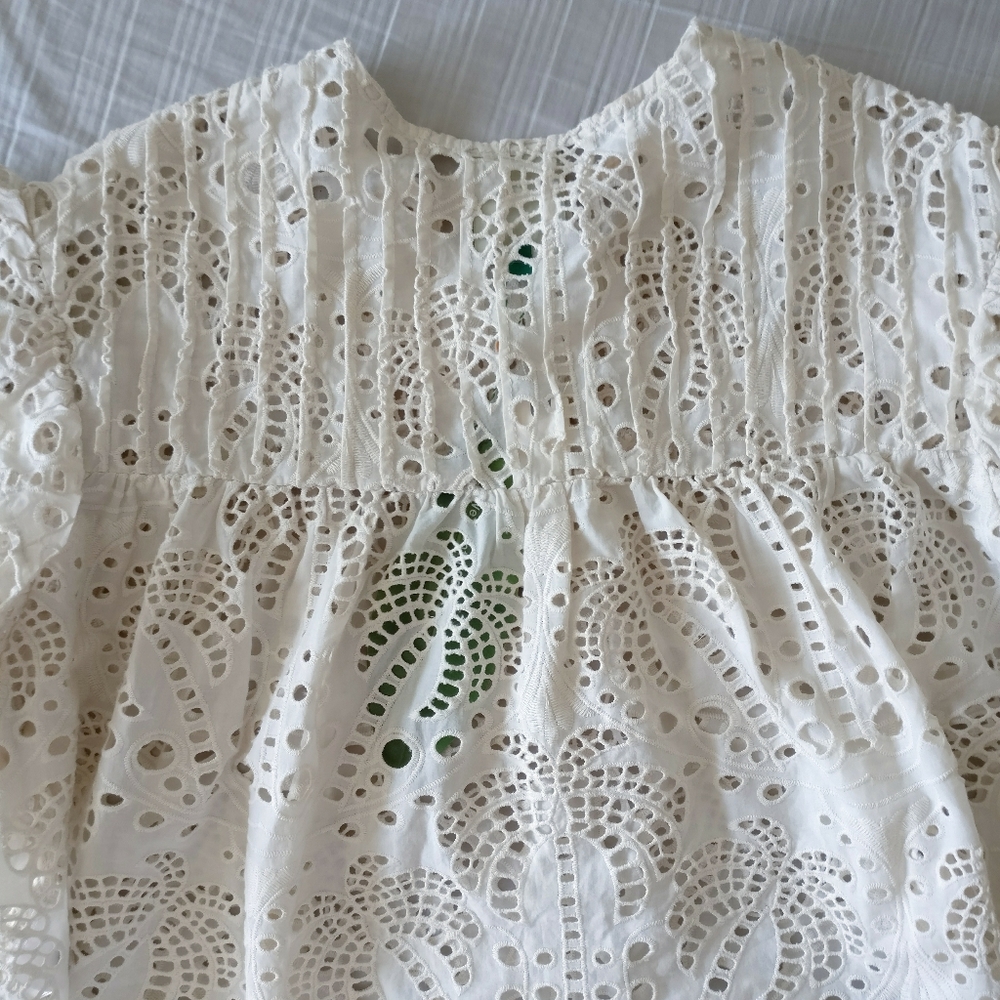 NWT Farm Rio Palm Tree Richelier Lace Eyelet Blouse XS - Picture 9 of 16